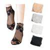 Acxico womens 4Pcs Leaves Lace Invisible Thin Boat Hollow Non-slip Shallow Socks, Black, moderate view 1