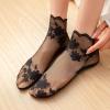 Acxico womens 4Pcs Leaves Lace Invisible Thin Boat Hollow Non-slip Shallow Socks, Black, moderate view 3