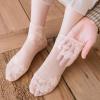 Acxico womens 4Pcs Leaves Lace Invisible Thin Boat Hollow Non-slip Shallow Socks, Black, moderate view 4