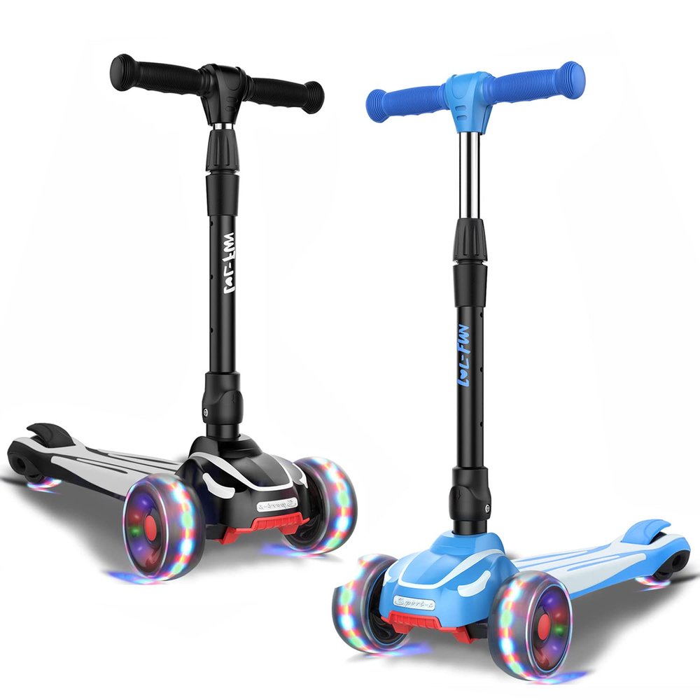 LOL-FUN Toddler Scooter for Kids Ages 3-12 Years Old Boy Girl - Bundle Blue & Black