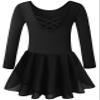 DANSHOW Ballet Leotards for Girls Long Sleeve Toddler Dance Skirt Dress,Crisscross Back,Double Hem Skirt(2142-XL-06) view 1