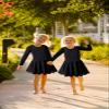 DANSHOW Ballet Leotards for Girls Long Sleeve Toddler Dance Skirt Dress,Crisscross Back,Double Hem Skirt(2142-XL-06) view 3