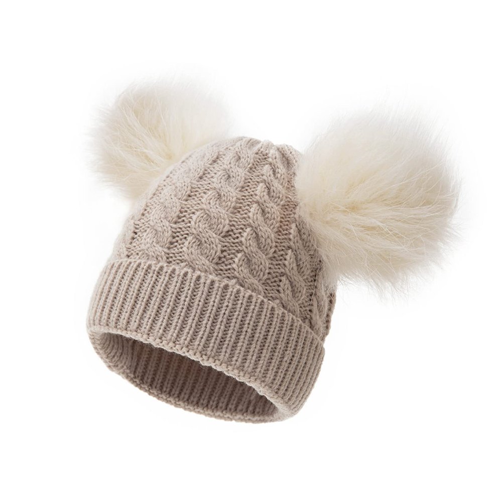 Hat Pom Girls Baby Boys Faux Toddler Hat Hat Cap Kids Cotton Knitted Winter Lined Hats Cold Outdoor Gear Men Beige