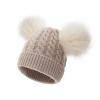 Hat Pom Girls Baby Boys Faux Toddler Hat Hat Cap Kids Cotton Knitted Winter Lined Hats Cold Outdoor Gear Men Beige view 1