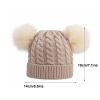 Hat Pom Girls Baby Boys Faux Toddler Hat Hat Cap Kids Cotton Knitted Winter Lined Hats Cold Outdoor Gear Men Beige view 2