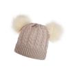 Hat Pom Girls Baby Boys Faux Toddler Hat Hat Cap Kids Cotton Knitted Winter Lined Hats Cold Outdoor Gear Men Beige view 3