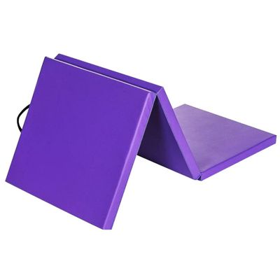 Agility Training Cone Tri-fold Folding PU Gymnastic Exercise Mat, 5cm Thick Home Gym Fitness Mat, 180x60cm (Color : Purple, Size : 180x60x5cm)