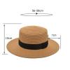 Mens and Womens Square Buckle Dome Panama Lafite Flat Top Straw Hat Summer Travel Sunshade Bucket Rain Hat Men Black view 3