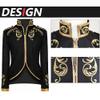 ODIZLI Men's Jacket Long Sleeve Costume Victorian Ball Gown Beast Boy Cosplay Stand Collar Overall Jacket Prince Eric Costume Adult King Costume for Festival Halloween Clothes A#Black S view 3