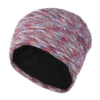 Womens and Mens Double Layer Thick Warm Pullover Hat Confinement Hat Check Ear Guard Hat Hat Chin Strap Purple
