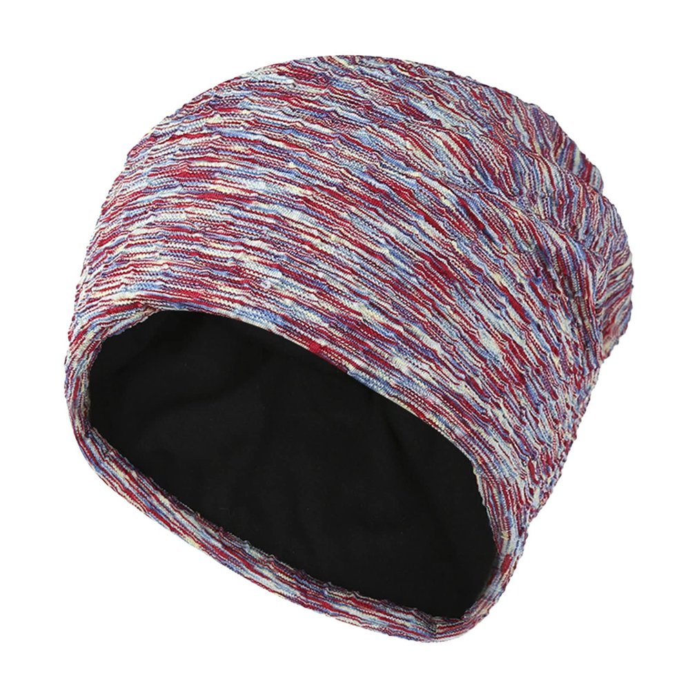 Womens and Mens Double Layer Thick Warm Pullover Hat Confinement Hat Check Ear Guard Hat Hat Chin Strap Purple