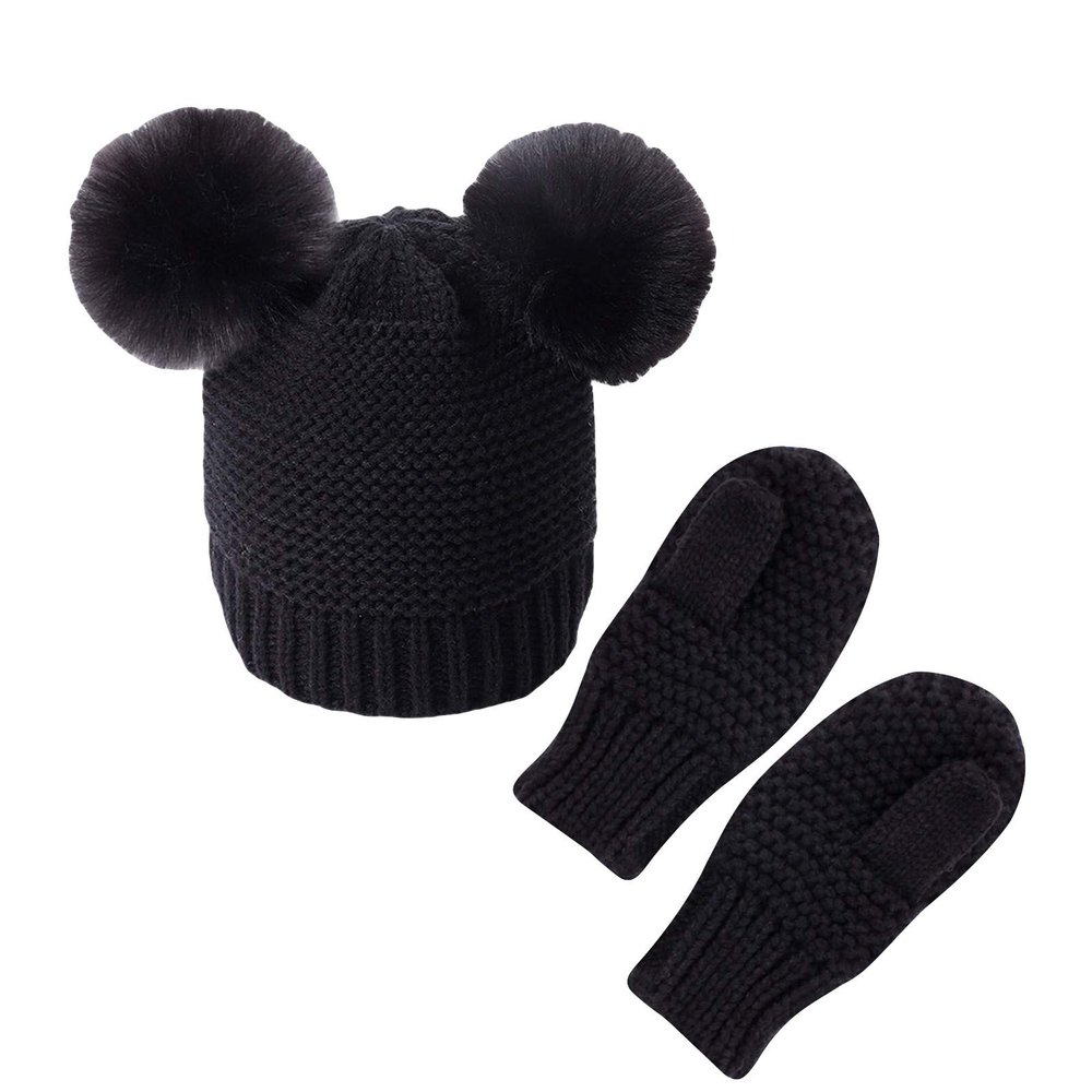 Boys Glove Hat Girls Kids Warm Winter with Mittens and Baby Two-Piece Set Baseball Caps Fastskin3 Cap Black