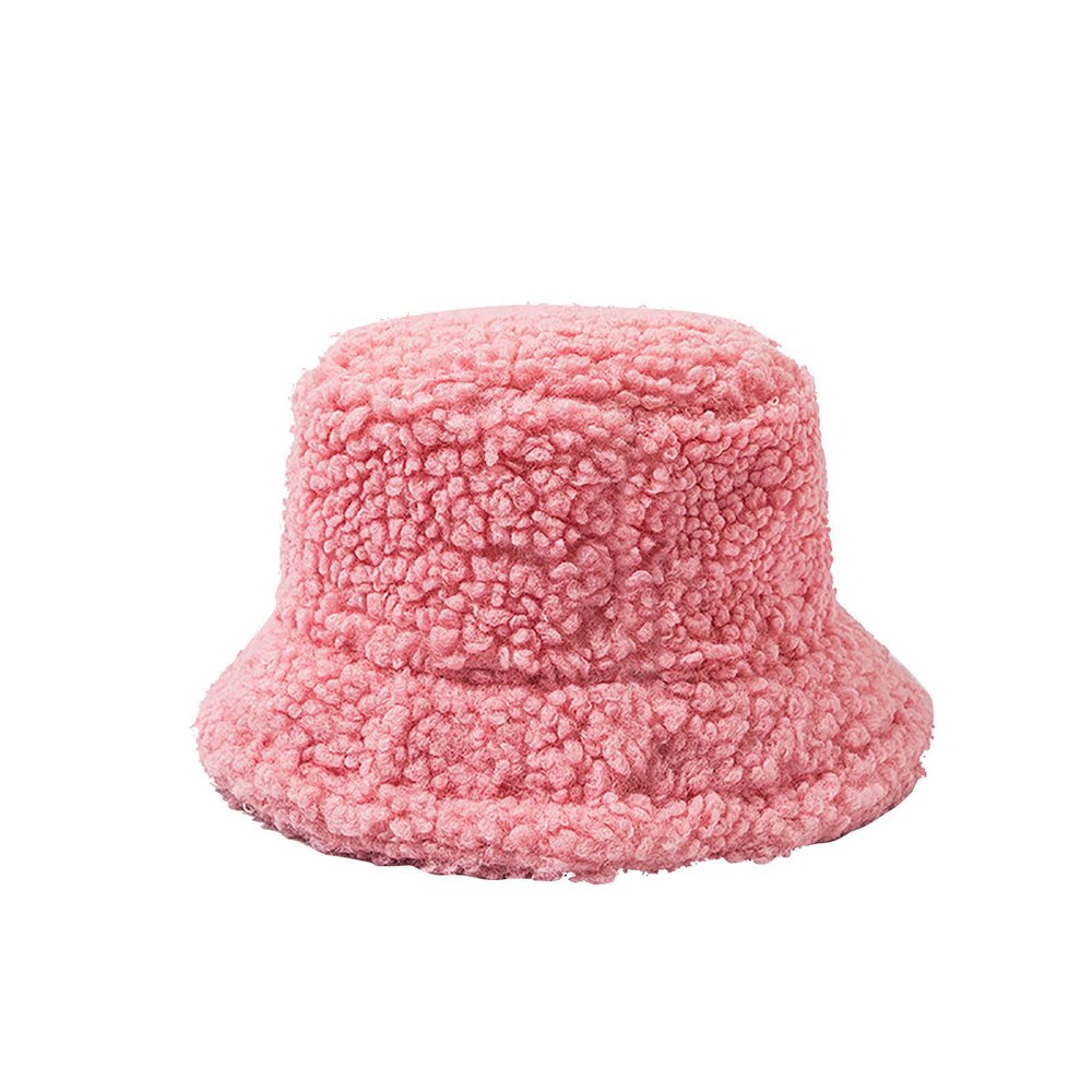 Ladies Winter Bucket Hat Cute and Warm Caps Hunting Fishing Hat on Field Baseball Caps Pink