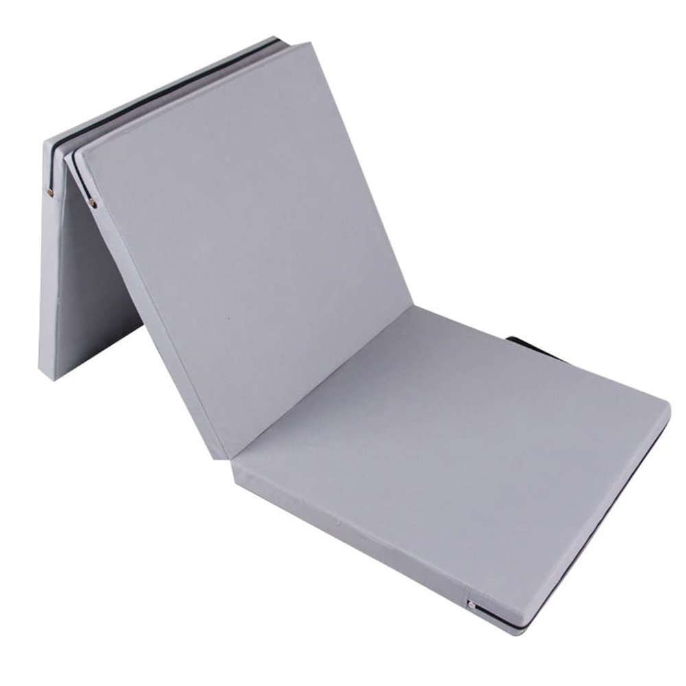 Agility Training Cone Tri-fold Folding PU Gymnastic Exercise Mat, 5cm Thick Home Gym Fitness Mat, 180x60cm (Color : Gray, Size : 180x60x5cm)