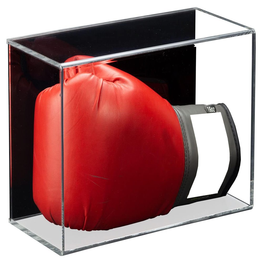 Better Display Cases Acrylic Boxing Glove Display Case with Black Back Horizontal Wall Mount (V17/A044)