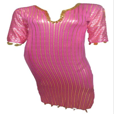 Belly Dance (Fushia x Gold Nancy Stretchy Galabeya Dress Costume Baladi Saidi