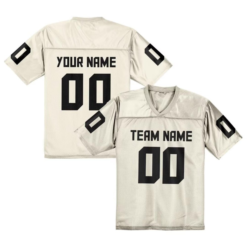Custom Replica Football Jersey, Football Uniform, Personalize Your Team Name and Number, Fans Gift Men Women Youth,S-6XL cream