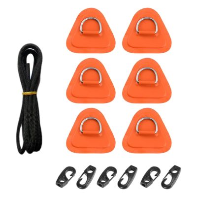 6Pcs PVC D Ring Patch Deck Rigging SUP D Ring Pad for Surfboard Thigh Straps Inflatable Boat (Orange)