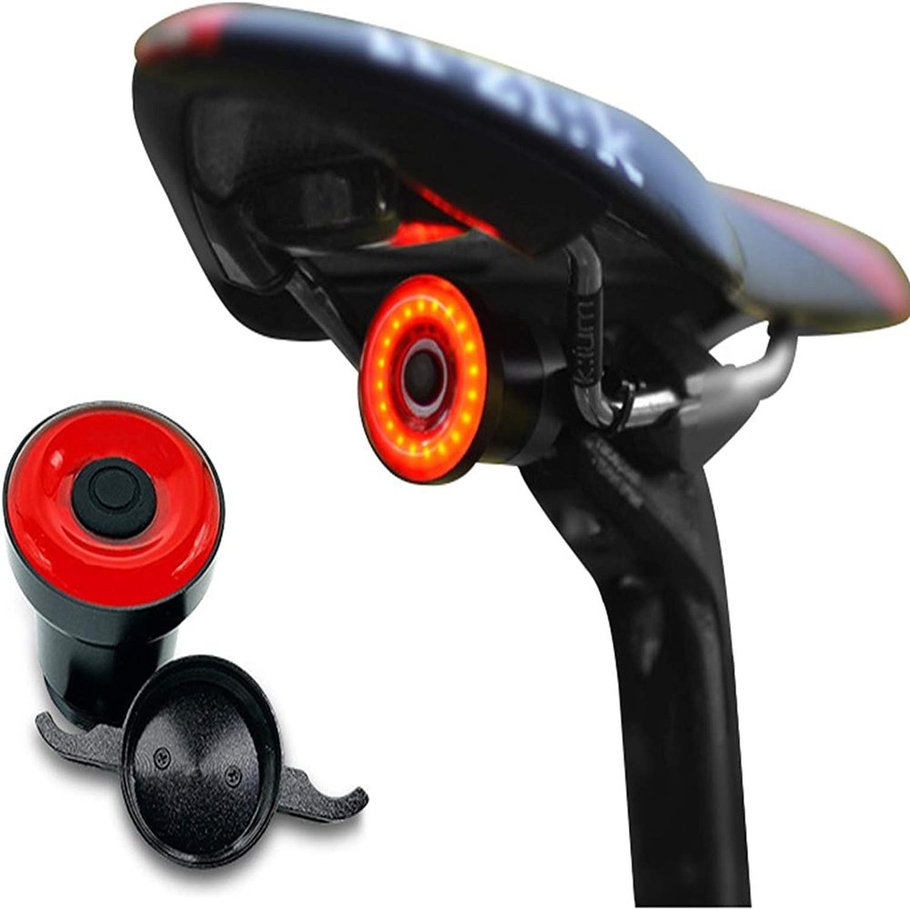 JYYBN Smart Bike Tail Light Ultra Bright, USB Rechargeable Bright Bike Sensing Bike Rear Lights Waterproof Bike Brake Tail Light Fits Any Road Bikes