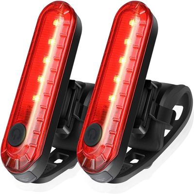 JYYBN 2 Pack Smart Bicycle Tail Light, Ultra Bright LED Warning Bicycle Flashlight USB Rechargeable Waterproof 4 Light Mode Options for Cycling Safety,Red