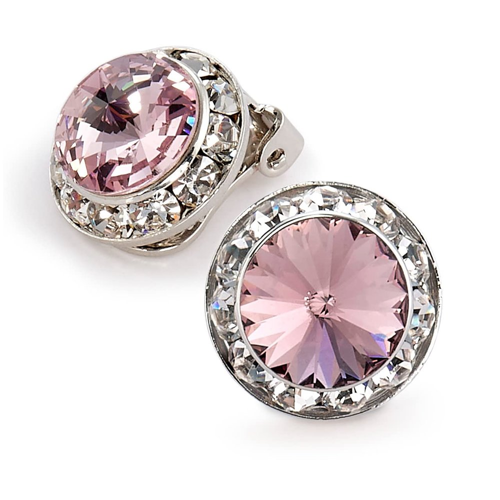 Star Light Crystal Jewelry | Colorful Rhinestone Clip On Earrings for Dance, Pageant, Prom, Performance, Wedding, or Special Event Light Amethyst 15mm