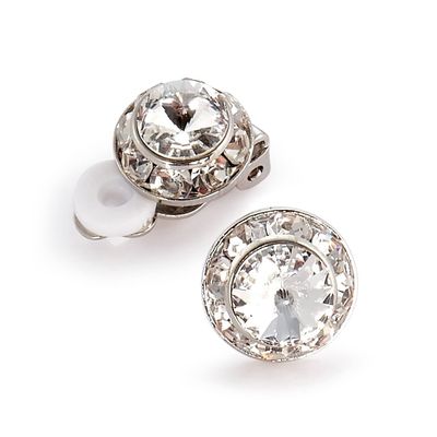Star Light Crystal Jewelry | Crystal Clear and Crystal AB Rhinestone Clip On or Pierced Earrings for Dance, Pageant, Prom, Performance, Wedding 11mm Crystal Clear Clip On