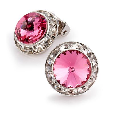 Star Light Crystal Jewelry | Colorful Rhinestone Clip On Earrings for Dance, Pageant, Prom, Performance, Wedding, or Special Event Rose 15mm