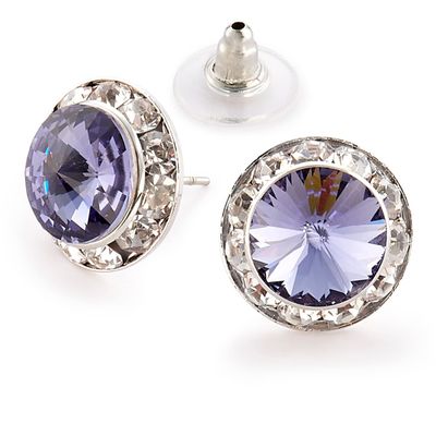 Star Light Crystal Jewelry | Colorful Rhinestone Pierced Earrings for Dance, Pageant, Prom, Performance, Wedding or Special Event Tanzanite 15mm