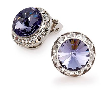 Star Light Crystal Jewelry | Colorful Rhinestone Clip On Earrings for Dance, Pageant, Prom, Performance, Wedding, or Special Event Tanzanite 15mm