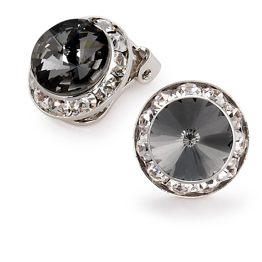 Star Light Crystal Jewelry | Colorful Rhinestone Clip On Earrings for Dance, Pageant, Prom, Performance, Wedding, or Special Event Nightfall 15mm
