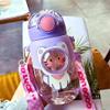 Kawaii Water Bottle Cute Water Bottles for Girls, Kawaii Water Bottle with Straw and Adjustable Strap, Portable Leakproof BPA-Free Drinking Bottle for School Outdoor Sports Travel, 24oz (Purple Cat) view 3