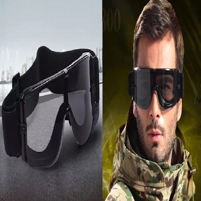 GALAXYLENSE Military Windproof Airsoft Combat Sport Motorcycle Riding Hunting Wargame Paintball Goggles For Men - Impact Proof Goggles - 99% UV Protection - 3 Replacement Lens