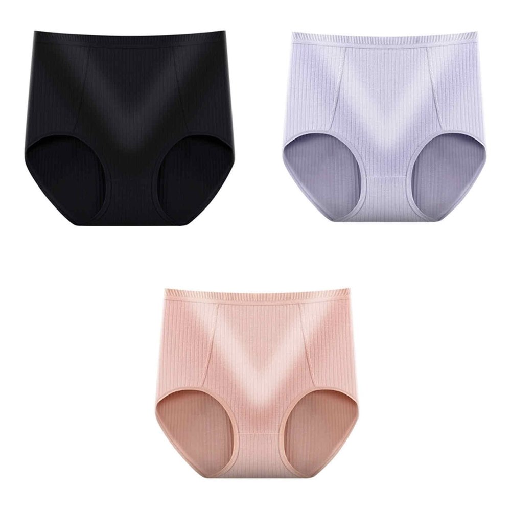 3Pcs/Set Big Size XL~6XLSuper Plus Size Cotton Women's Panties Solid High Waist Lace Briefs Breathable Seamless Soft Ladies Panties (Color : 4, Size : 4X-Large)