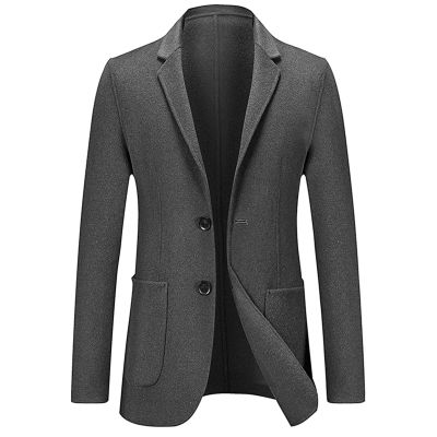Men's Casual Wool Blend Sport Coat Vintage Slim Fit 2 Button Suit Jackets Lightweight Solid Blazer Overcoats (Grey,4X-Large)