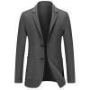 Men's Casual Wool Blend Sport Coat Vintage Slim Fit 2 Button Suit Jackets Lightweight Solid Blazer Overcoats (Grey,4X-Large) view 1