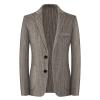Men's Vintage Wool Blend Blazer 2 Button Casual Pinstripe Sports Coat Basic Striped Slim Fit Business Suit Jacket (Khaki,Medium)