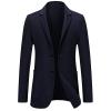 Men's Casual Wool Blend Sport Coat Vintage Slim Fit 2 Button Suit Jackets Lightweight Solid Blazer Overcoats (Dark Blue,3X-Large) view 1