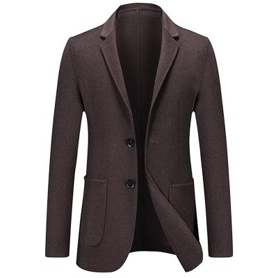 Men's Casual Wool Blend Sport Coat Vintage Slim Fit 2 Button Suit Jackets Lightweight Solid Blazer Overcoats (Brown,XX-Large)