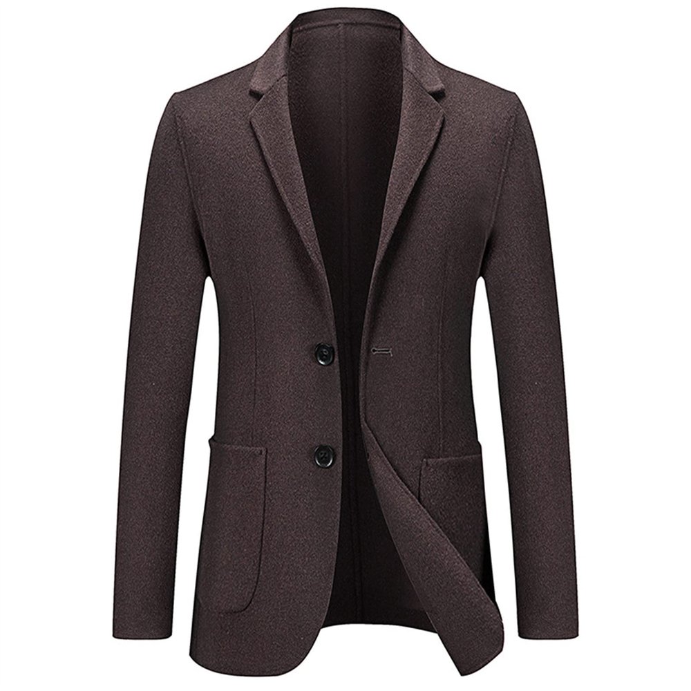 Men's Casual Wool Blend Sport Coat Vintage Slim Fit 2 Button Suit Jackets Lightweight Solid Blazer Overcoats (Brown,4X-Large)