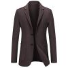 Men's Casual Wool Blend Sport Coat Vintage Slim Fit 2 Button Suit Jackets Lightweight Solid Blazer Overcoats (Brown,4X-Large) view 1