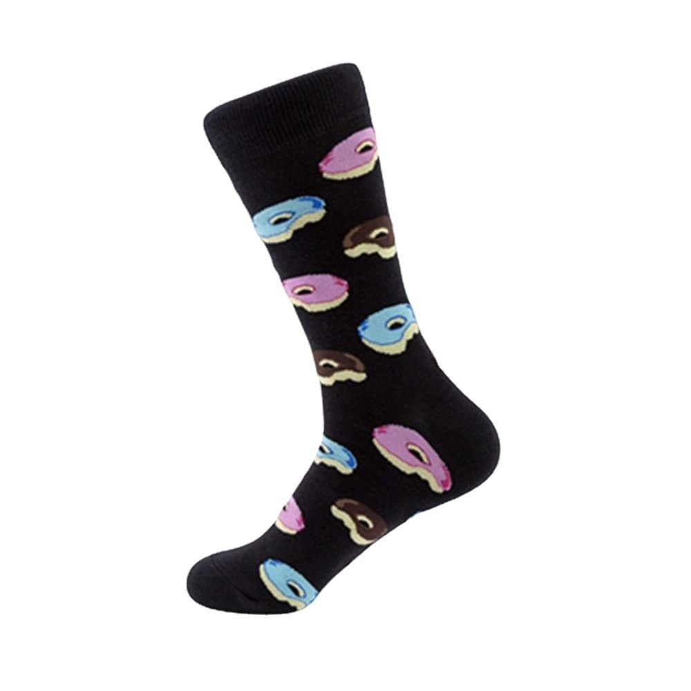 Drincoshow Gourmet Socks Donut Oreo Popcorn Sandwich Casual Cotton Socks European and American Street Trends Mid-Calf Socks (European code: 39-46,Doughnuts)