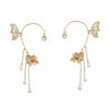 2PCS Women's Clip-On Earrings Without Pierced Rose Flower Bone Clip Butterfly (Butterfly Flower Tassel Clips) view 1