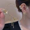 2PCS Women's Clip-On Earrings Without Pierced Rose Flower Bone Clip Butterfly (Butterfly Flower Tassel Clips) view 3