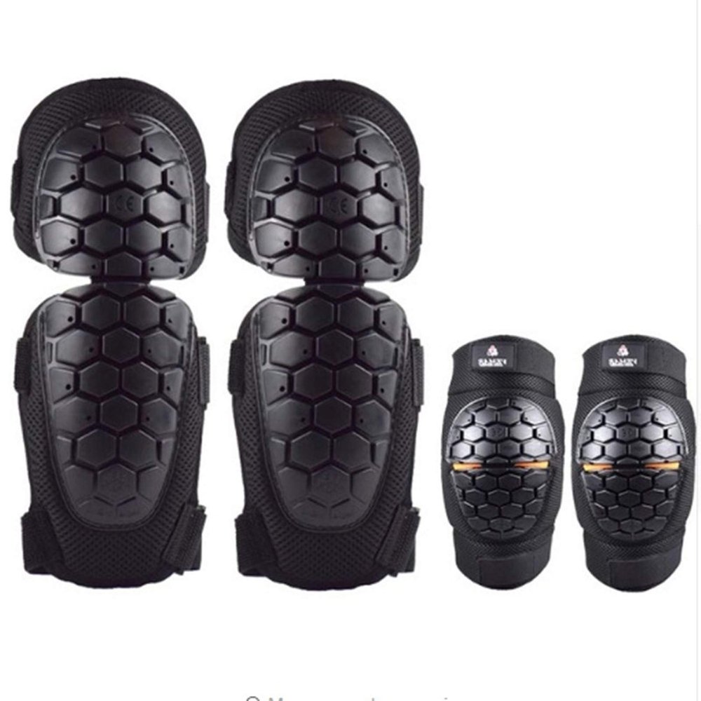 WIRUN Motorcycle Knee Pads & Elbow Pads for Men Women Adjustable Motocross Knee Shin Guards Protective Gear for Cycling Racing Skating Skateboarding (Black Knee/Elbow Pads)