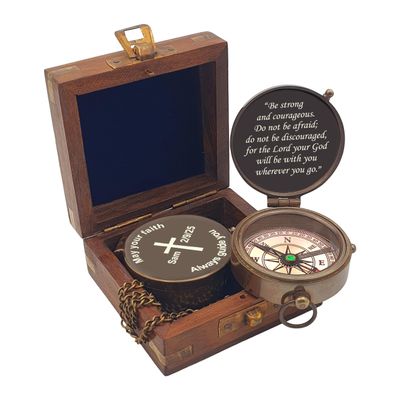 Brass Compass Engraved Gift for Son, Grandson, Daughter, Baptism, Confirmation Communion Godson Church Graduation Day (Personalized)