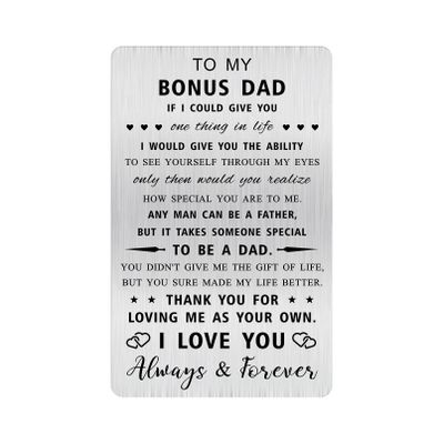 Alotozo Stepdad Engraved Wallet Card - Fathers Day Gift to My Bonus Dad - Step Dad Gifts from Daughter - Thank You for Loving Me As Your Own