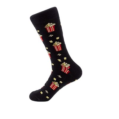Drincoshow Gourmet Socks Donut Oreo Popcorn Sandwich Casual Cotton Socks European and American Street Trends Mid-Calf Socks (European code: 39-46,Popcorn)
