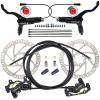 CooMeng Zoom HB876E 2-PIN 4-Pistons E-Bike Electric Power-Off Hydraulic Brake Set with 180mm Rotors, Pre-Bled Hydraulic Disc Brake Caliper Lever for eBike (Included Mounting Adapter) - Black view 1