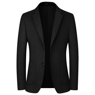 Maiyifu-GJ Men's Casual Wool Blend Sport Coat Vintage Slim Fit 2 Button Suit Jackets Single Breasted Blazer Overcoats (Black,XX-Large)