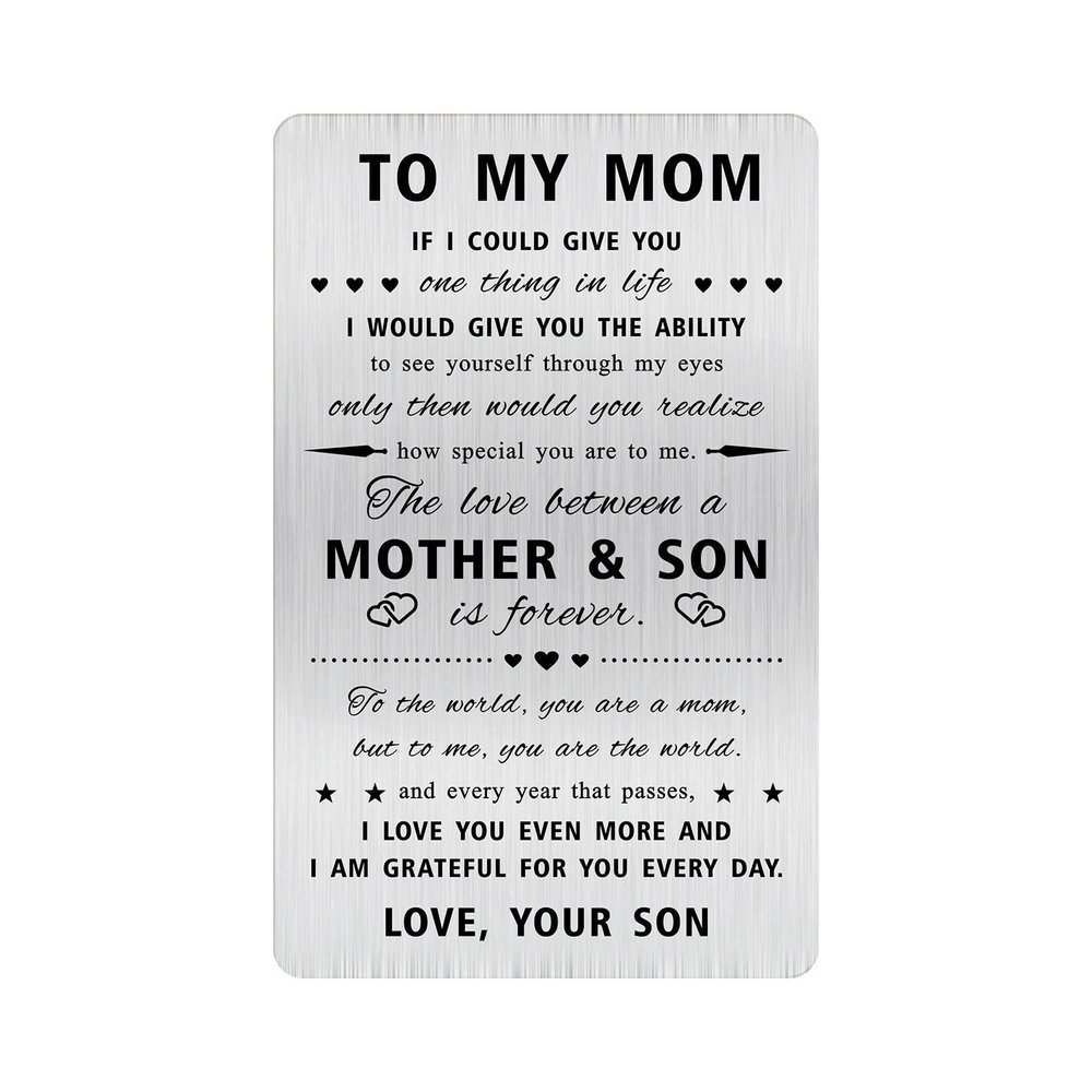 Alotozo Mom Christmas Gifts from Son - To My Mom Wallet Card - Mother Son Gift, Credit Card Size Keepsake